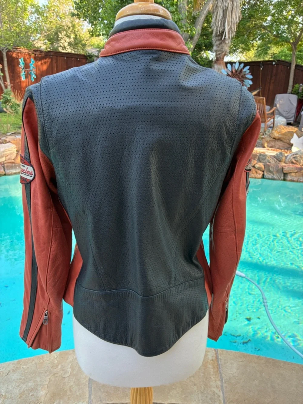 Genuine Harley-Davidson Black Rust Leather motorcycle riding Jacket exc cond L - Picture 5 of 16